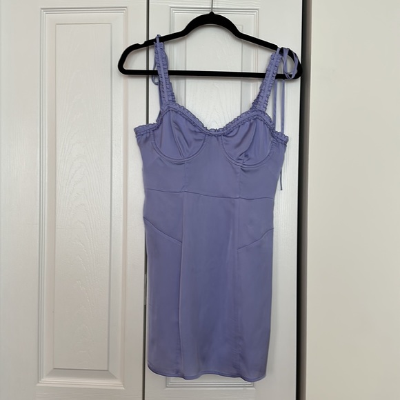 FOR LOVE & LEMONS LILAC JACKPOT RUFFLE UNDERWIRE MINI SLIP DRESS SIZE SM… - Picture 4 of 16